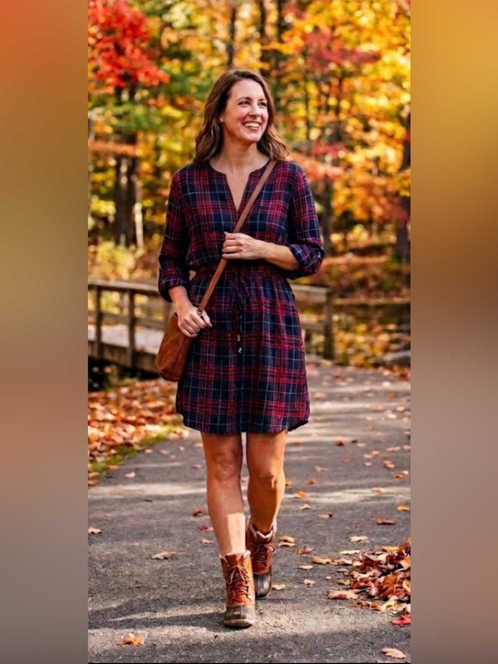 Luxology Womens Size 6 Navy Red Plaid Split-Neck Dress Roll Tab Sleeve Rayon